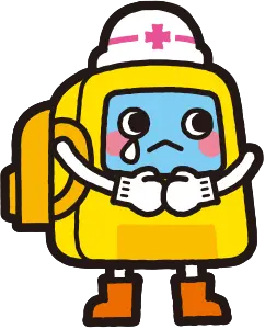 株式会社ピコトンの防災リュックくんが泣いているイラスト
