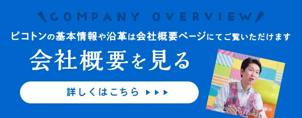 ピコトンの基本情報や沿革は会社概要ページにてご覧いただけます 会社概要を見る