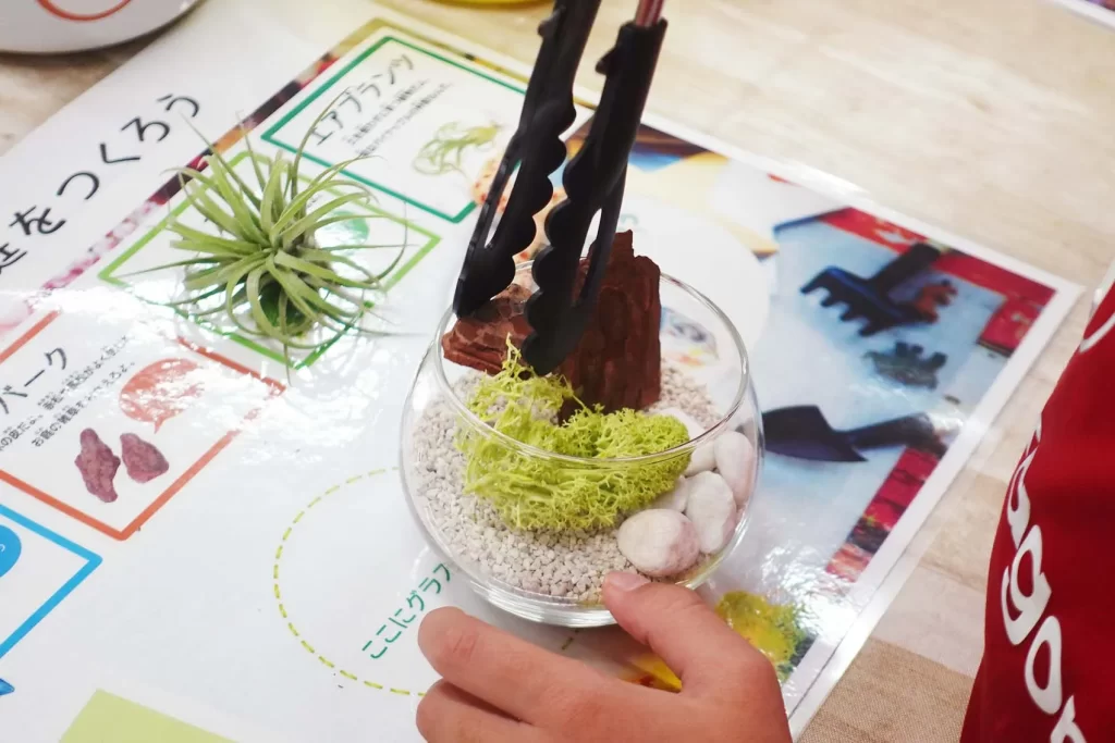 『グラスガーデン』に使う「バーグ」を配置する手元