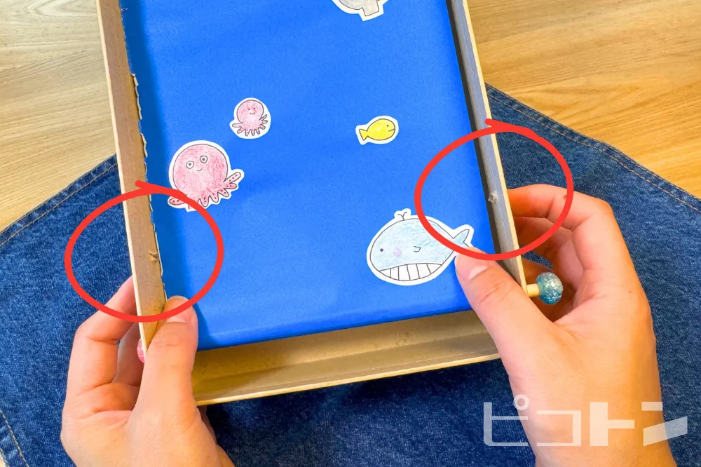 2か所穴を開けたところ