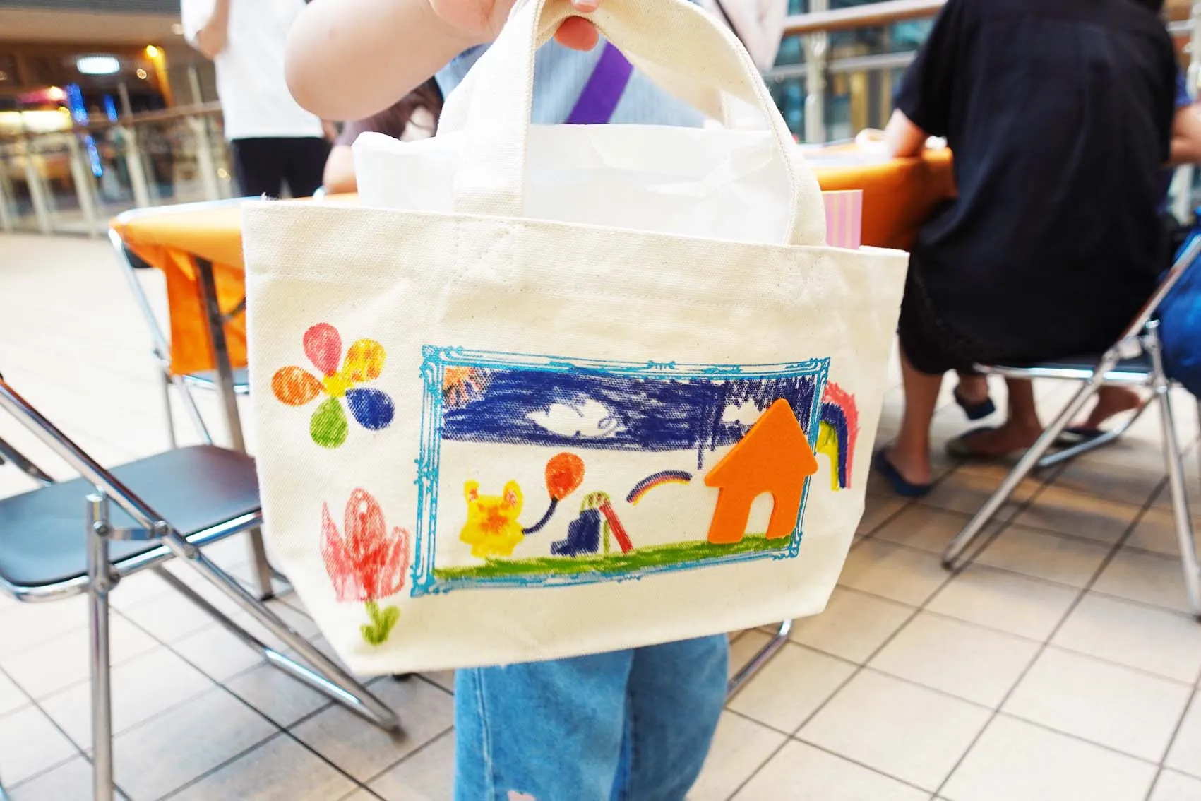 おうちと爽やかなお庭をイメージした『キッズエコバッグ』の完成品