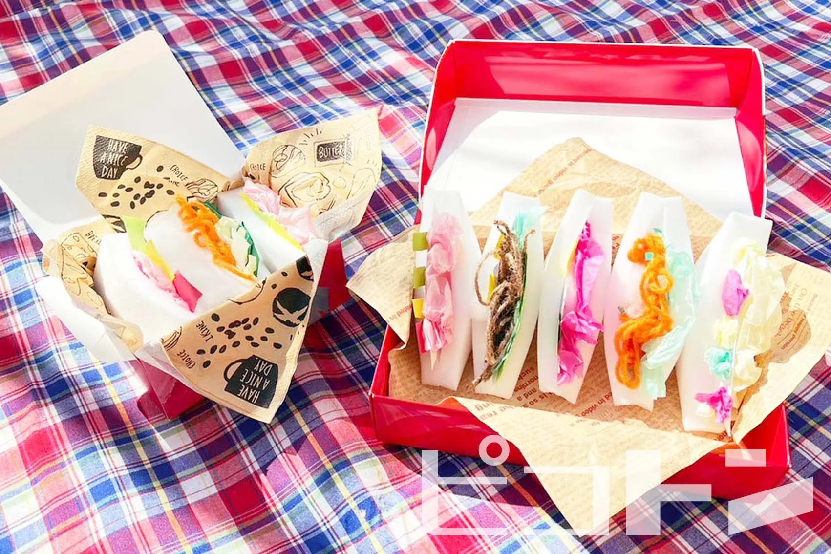 100均のメラニンスポンジで作ったサンドイッチ工作でピクニック!